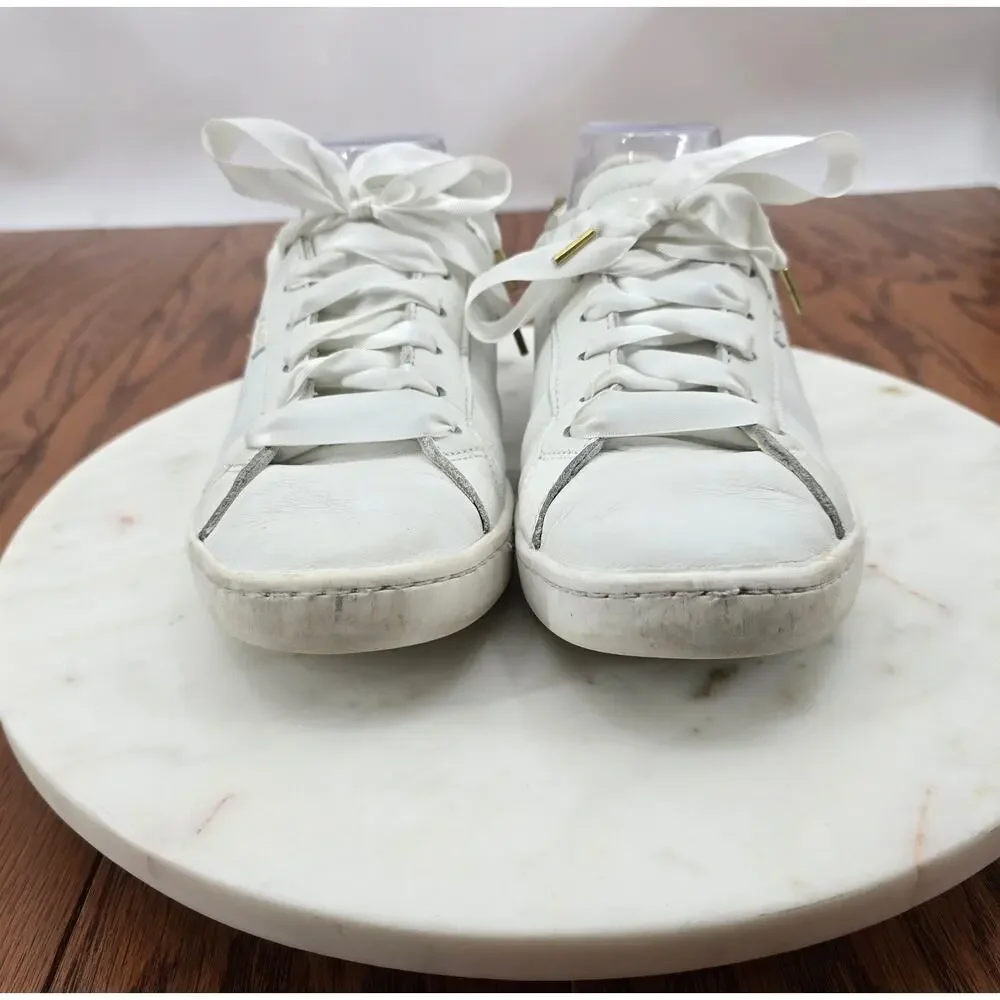 Keds x Kate Spade New York Ace Flower White Leather Sneakers Satin Bow Women 8.5